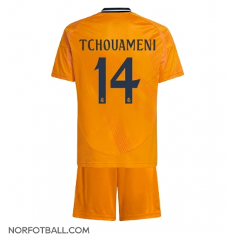 Billige Fotballdrakt Real Madrid Aurelien Tchouameni #14 Replika Bortedraktsett Barn 2024-25 Kortermet (med bukser)